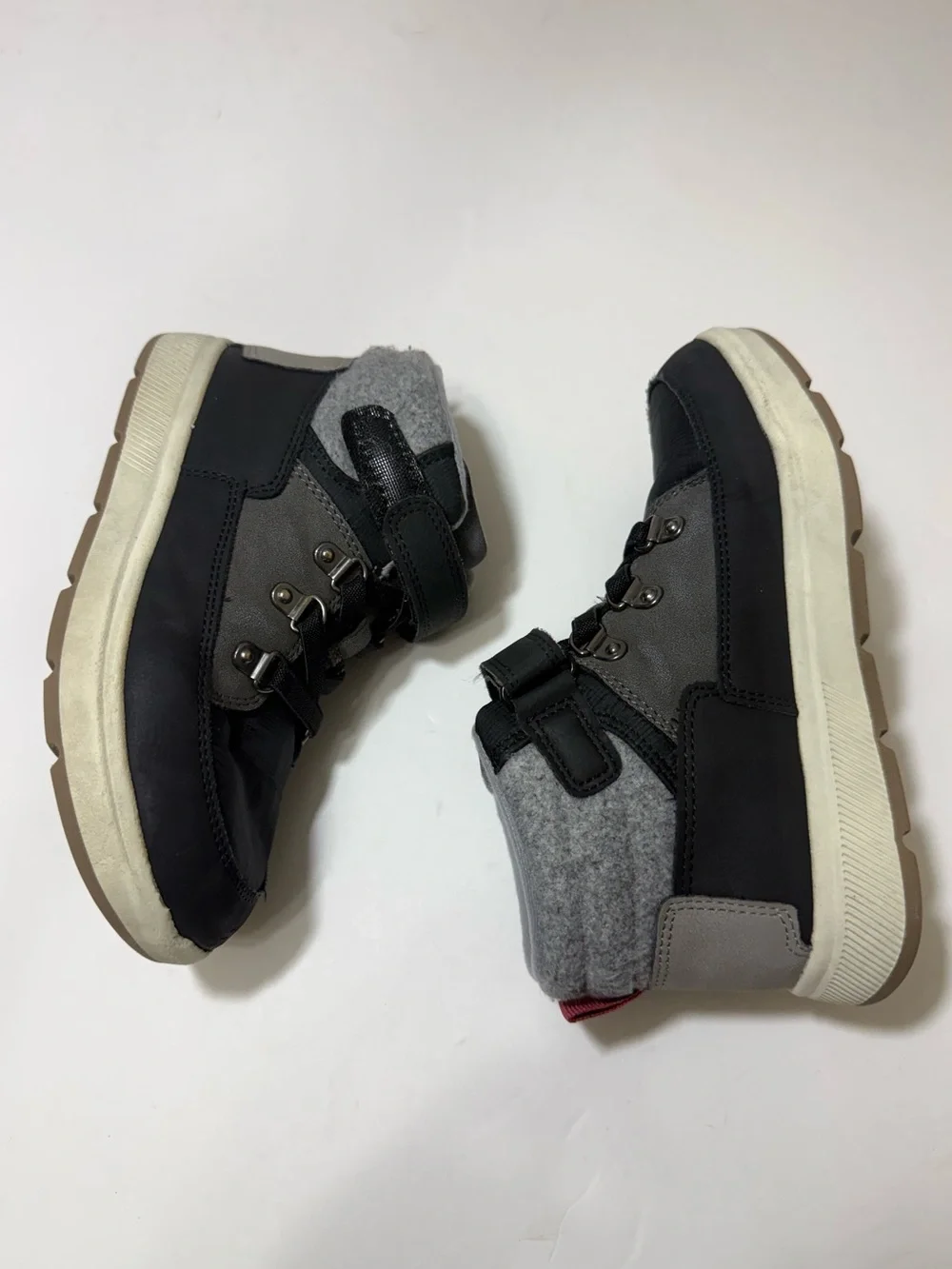 Cat & Jack Gray & Black High Top Sneakers with Hook & Loop - Boys Size 13